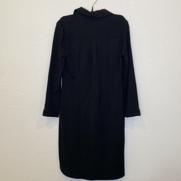 Ann Taylor Black Collared Half Button Down Midi Shirt Dress NWT Sz M Rayon - Picture 7 of 12